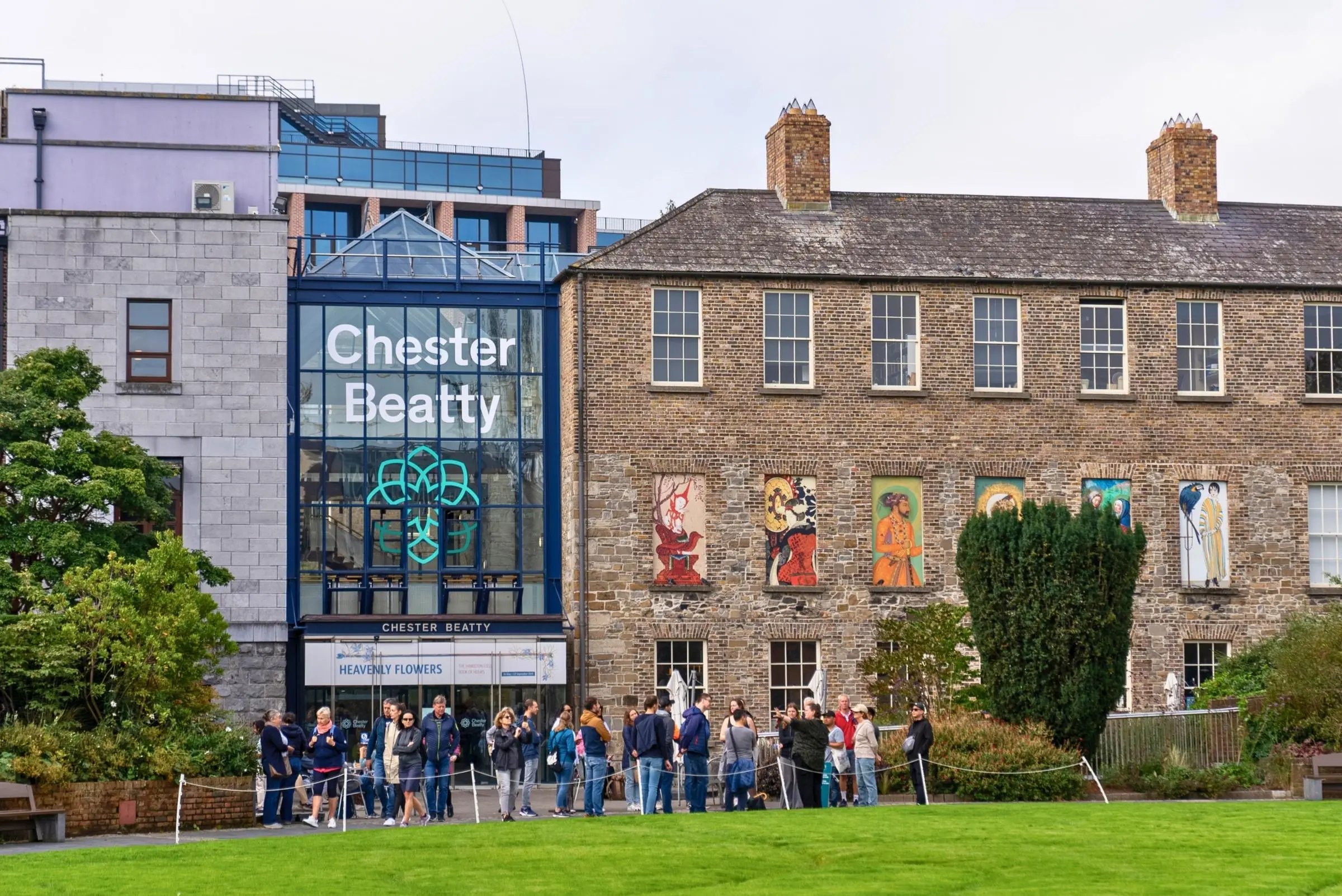 The modern glass exterior of the Chester Beatty Library located within the grounds of Dublin Castle