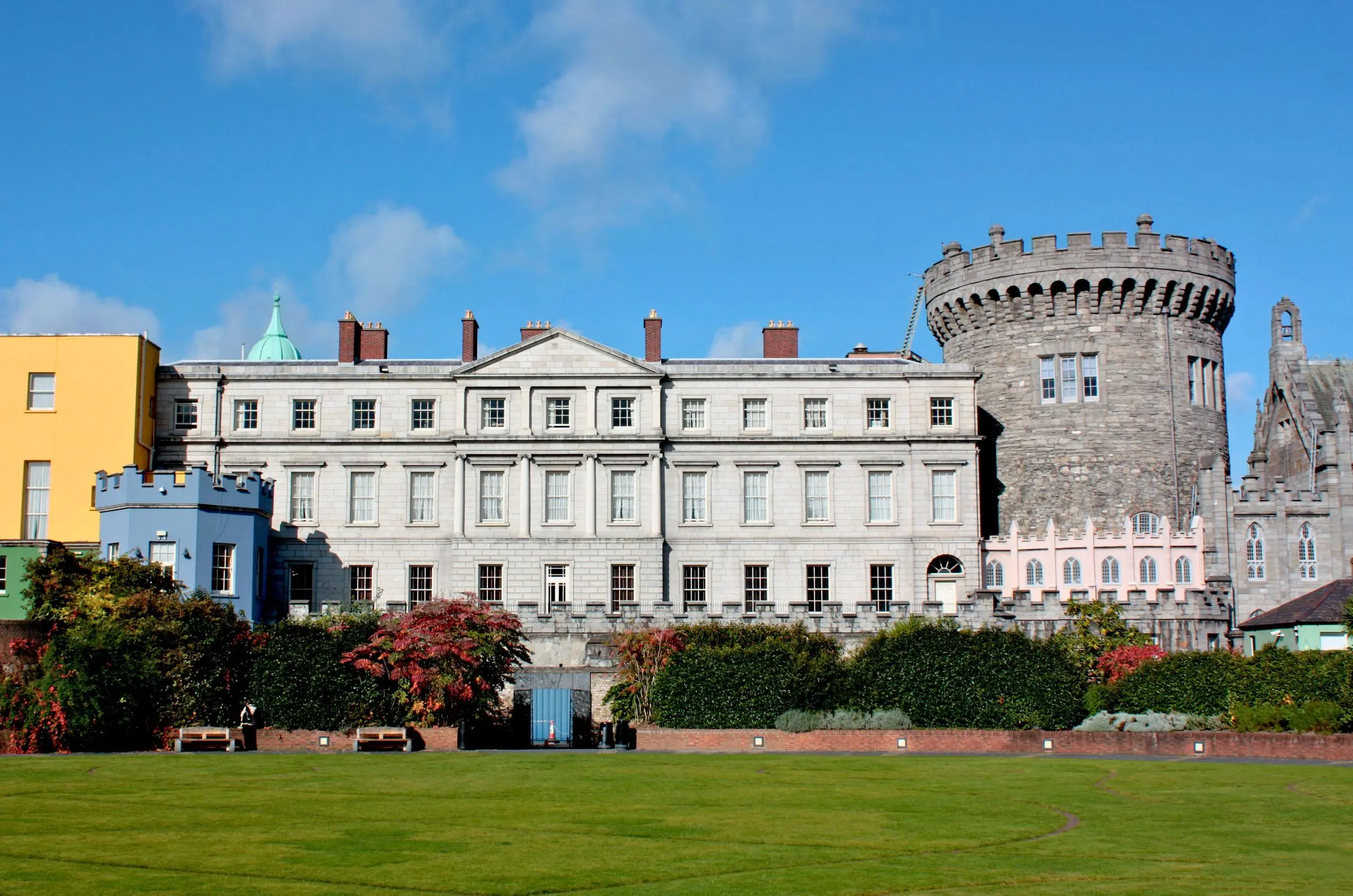 The exterior courtyard and Record Tower of Dublin Castle