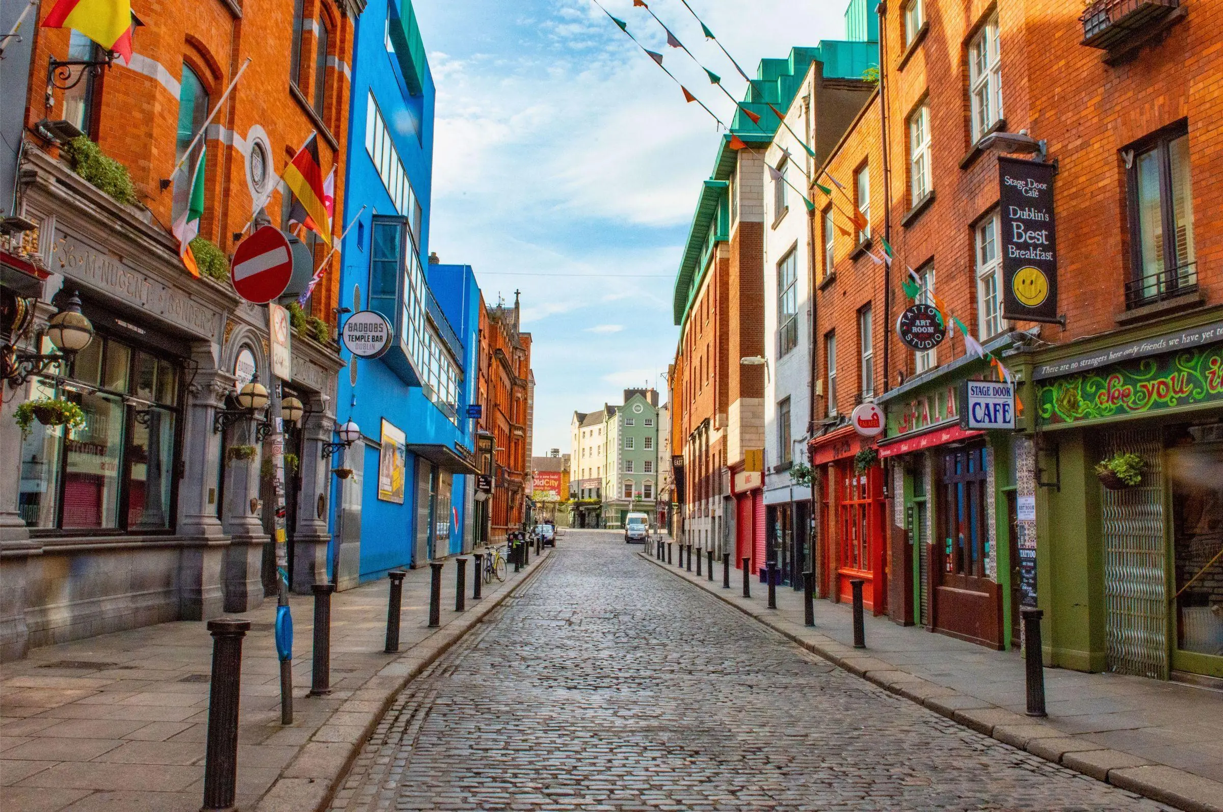 View of the River Liffey and the Ha'penny Bridge in Dublin