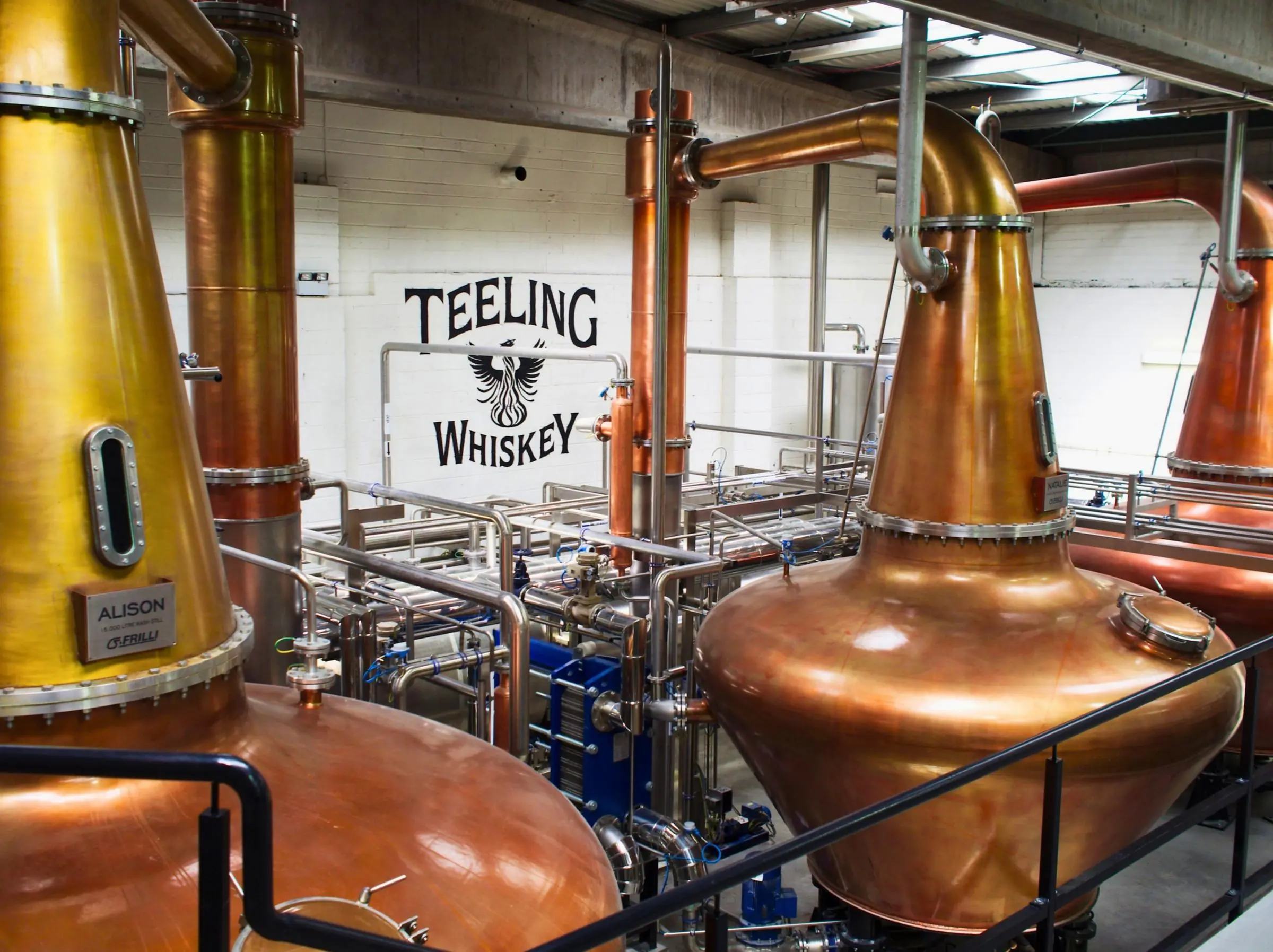 The three massive copper pot stills